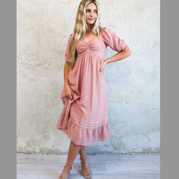 Worth Collective Bronte Midi Dress in Pink Sand Small NWT - Bump Friendly - Picture 4 of 8